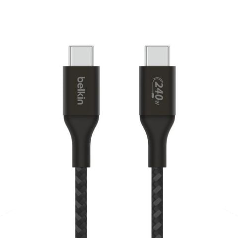  Cáp USB C - C vỏ dù, công suất 240W, USB-C PD3.1, 2 mét, màu đen Belkin 
