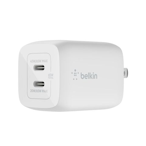  Sạc nhanh BOOSTCHARGE PRO GaN Belkin 65W - 2 cổng USB-C PD 3.0 PPS 