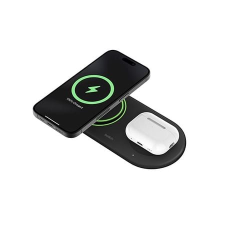  Đế sạc không dây 2 trong 1 Belkin BoostCharge Universal Qi2 15W thêm cổng USB-C - Không kèm sạc, hỗ trợ iPhone, Samsung 