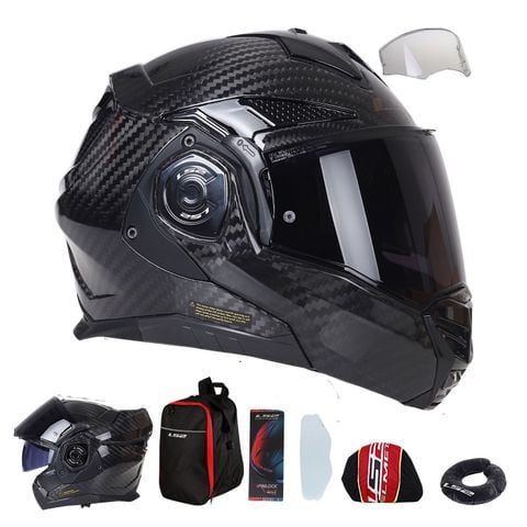 Mũ Bảo Hiểm Fullface Lật Hàm 180 Độ LS2 FF901 Advant X Carbon Solid
