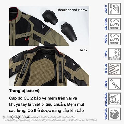 Áo Bảo Hộ Moto RS Taichi RSJ340 Kompass Air Jacket chính hãng tại FMG Superstore | Motoplex Hanoi