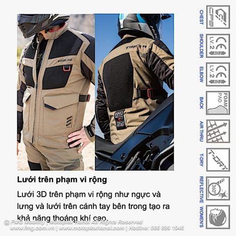 Áo Bảo Hộ Moto RS Taichi RSJ340 Kompass Air Jacket chính hãng tại FMG Superstore | Motoplex Hanoi
