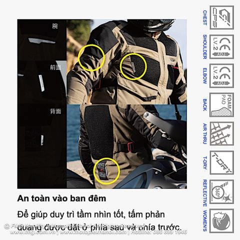Áo Bảo Hộ Moto RS Taichi RSJ340 Kompass Air Jacket chính hãng tại FMG Superstore | Motoplex Hanoi