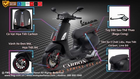 Vespa Sprint Carbon 125cc chính hãng tại FMG Mobility | Motoplex Hanoi