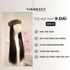  Tóc Kẹp Phím Thật NAKIQUEEN Set 9 Dải Đen Tự Nhiên Thẳng 60cm (Ngang hông) 