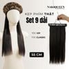 Tóc Kẹp Phím Thật NAKIQUEEN Set 9 Dải Đen Tự Nhiên 55cm (Ngang hông)