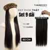  Tóc Kẹp Phím Thật NAKIQUEEN Set 9 Dải Đen Tự Nhiên Thẳng 60cm (Ngang hông) 