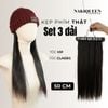 Tóc Kẹp Phím Thật NAKIQUEEN Set 3 Dải Đen Tự Nhiên 50cm (Chạm Eo)