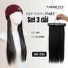  Tóc Kẹp Phím Thật NAKIQUEEN Set 3 Dải Đen Tự Nhiên 60cm (Ngang Hông) 