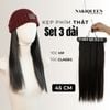 Tóc Kẹp Phím Thật NAKIQUEEN Set 3 Dải Đen Tự Nhiên 45cm (Ngang Eo)