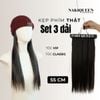 Tóc Kẹp Phím Thật NAKIQUEEN Set 3 Dải Đen Tự Nhiên 55cm (Ngang hông)