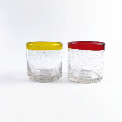 Colored Rim Bubble Glass Candle Jar