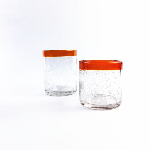 Colored Rim Bubble Glass Candle Jar
