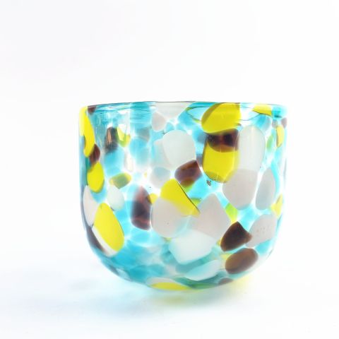 Luxury Hand Made Glass Bowl For Candle With Unique Ink Color