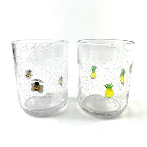 Bubble Glass Candle Vessel With Unique Pineapple Decoration