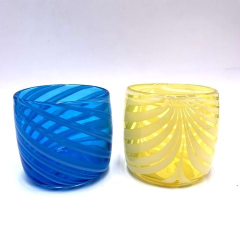 Decorative Swirl Stripes Glass Candle Jar