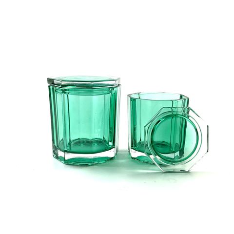 Octagon Shaped Glass Candle Holder With Sprayed Color