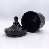 Embossed Effect Black/White Glass Candle Jar With Glass Lid