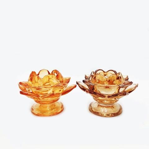 Glass candle holder lotus shaped glass candle stand taper candlestick holder