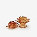 Glass candle holder lotus shaped glass candle stand taper candlestick holder