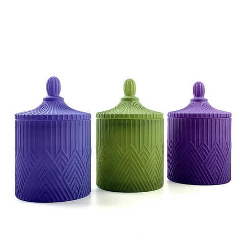 Opera Style Crystal Glass Candle Jar With Glass Lid