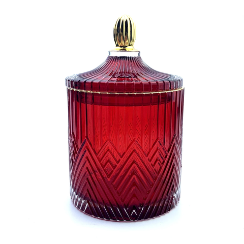 Opera Style Crystal Glass Candle Jar With Glass Lid