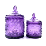 Sunflower Embossed Pattern Crystal Glass Candle Jar With Luxurious Gold Decor