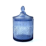 Opera Style Crystal Glass Candle Jar With Glass Lid
