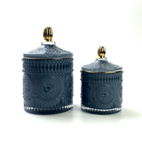 Sunflower Embossed Pattern Crystal Glass Candle Jar With Luxurious Gold Decor