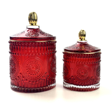 Sunflower Embossed Pattern Crystal Glass Candle Jar With Luxurious Gold Decor