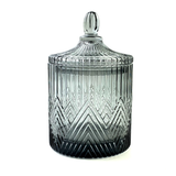 Opera Style Crystal Glass Candle Jar With Glass Lid