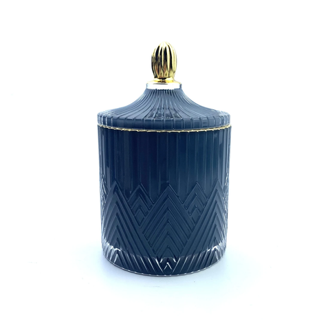 Opera Style Crystal Glass Candle Jar With Glass Lid