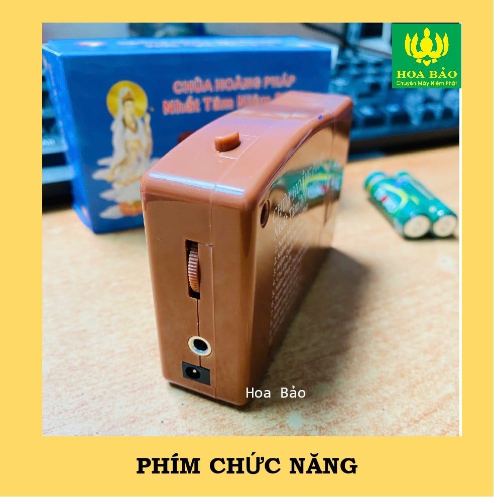  Máy niệm Phật 10 bài Nâu - Để Bàn Thờ - TẶNG KÈM PIN 