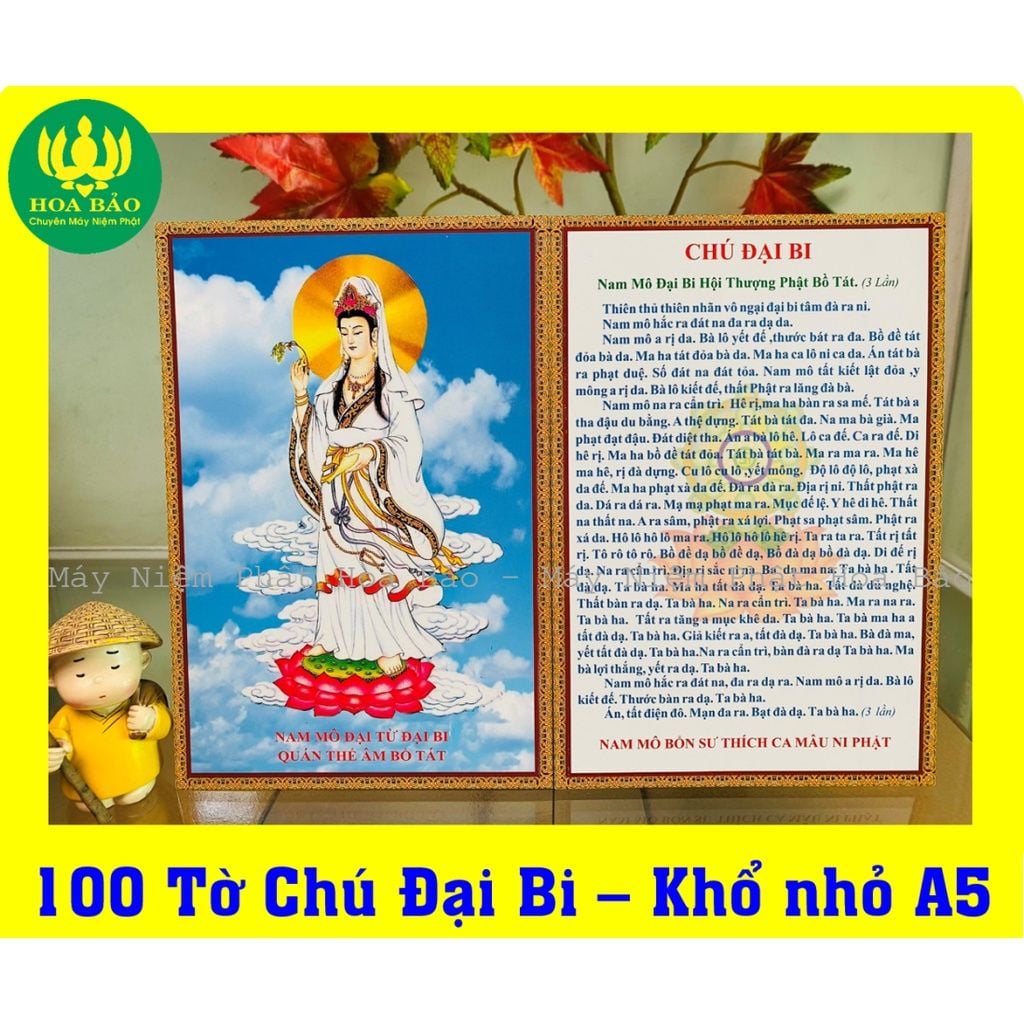  Combo 100 Tờ Chú Đại Bi - Khổ nhỏ A5 - Giấy Dày Dặn, Chống Thấm 