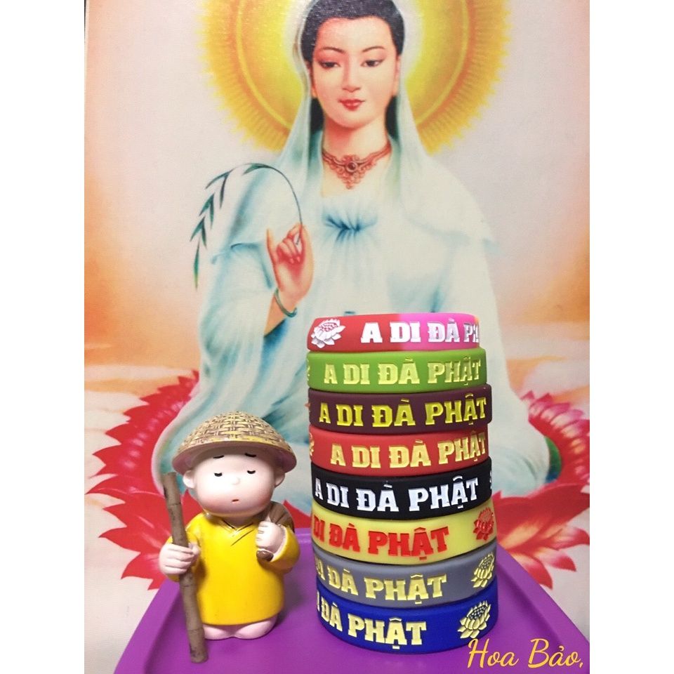  Vòng Tay A Di Đà Phật  - Vòng Tay Cao Su chữ A Di Đà Phật 