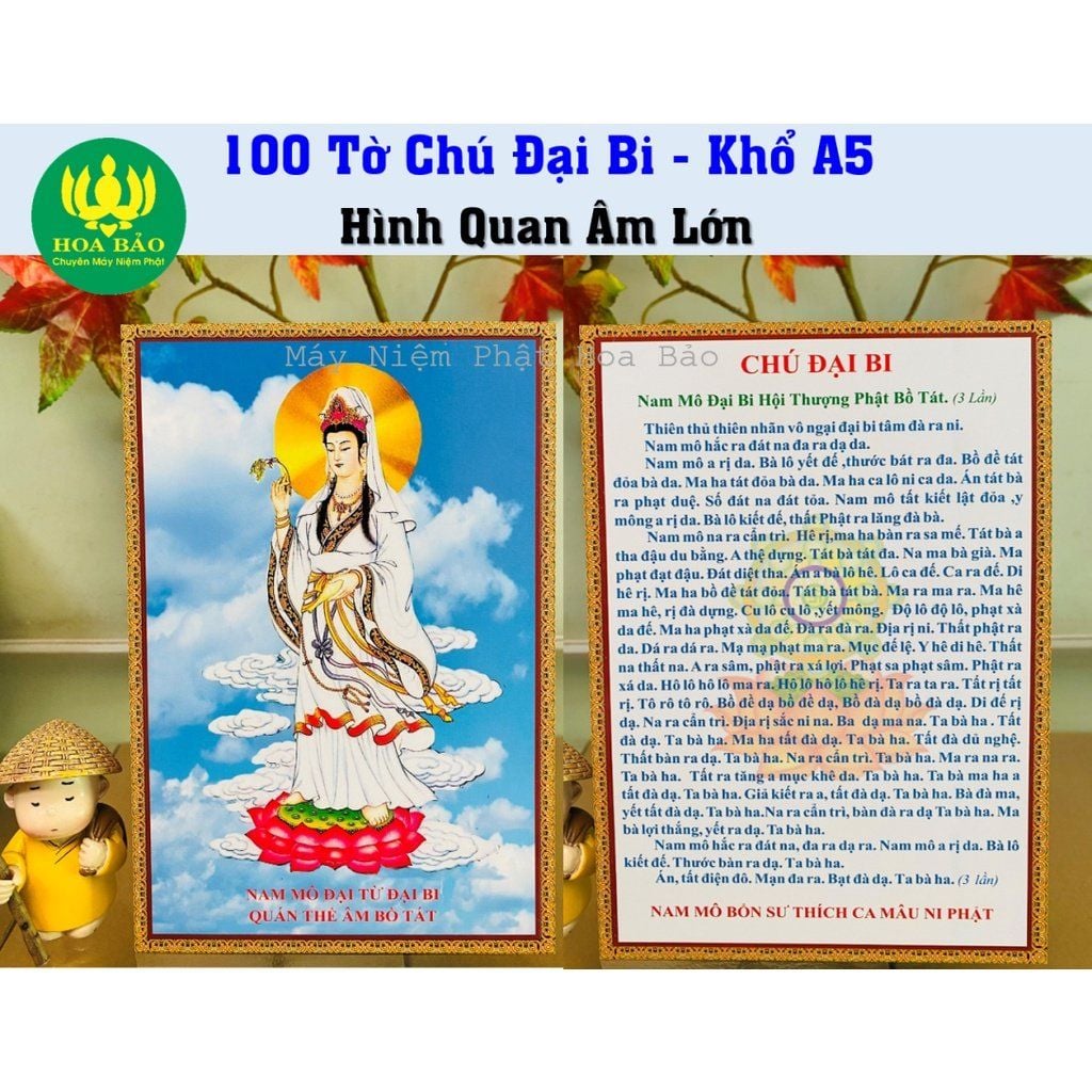  Combo 100 Tờ Chú Đại Bi - Khổ nhỏ A5 - Giấy Dày Dặn, Chống Thấm 