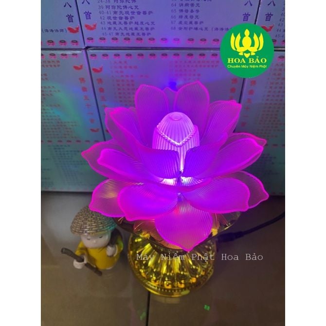  Đèn Thờ Hoa Sen có Loa Niệm Phật 58 bài - dùng điện trực tiếp 