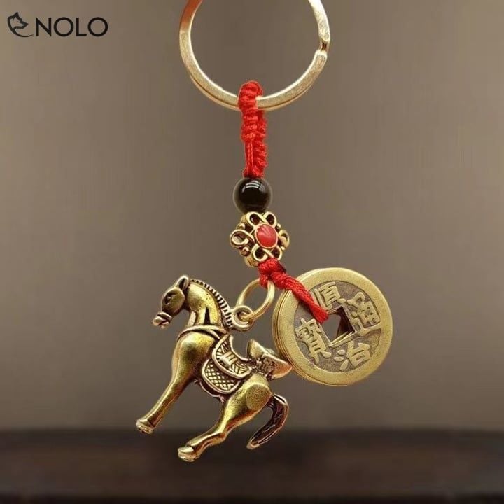  Móc Khoá Hình Ngựa Kèm Đồng Xu Mã Đáo Thành Công 