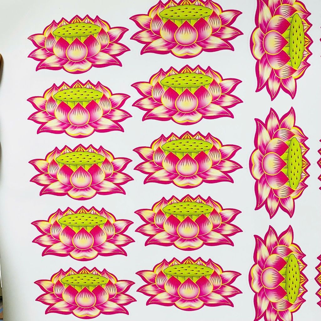  Miếng dán decal hoa sen dán trang trí may mắn bình an 