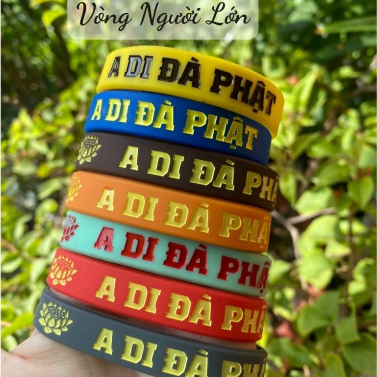  Vòng Tay A Di Đà Phật  - Vòng Tay Cao Su chữ A Di Đà Phật 