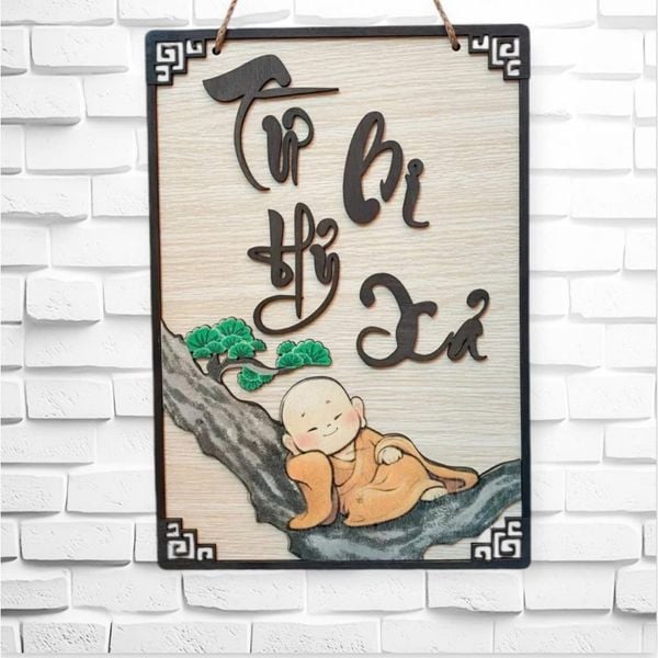  Bảng gỗ Phật Pháp trang trí, Tranh gỗ Phật Pháp decor treo tường 