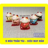  BỘ TƯỢNG 5 MÈO THẦN TÀI - CỰC KỲ MAY MẮN - 5 MÈO MANEKI NEKO 