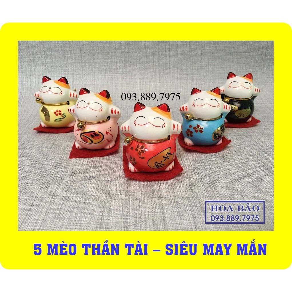  BỘ TƯỢNG 5 MÈO THẦN TÀI - CỰC KỲ MAY MẮN - 5 MÈO MANEKI NEKO 