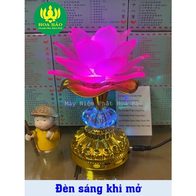  Đèn Thờ Hoa Sen có Loa Niệm Phật 58 bài - dùng điện trực tiếp 