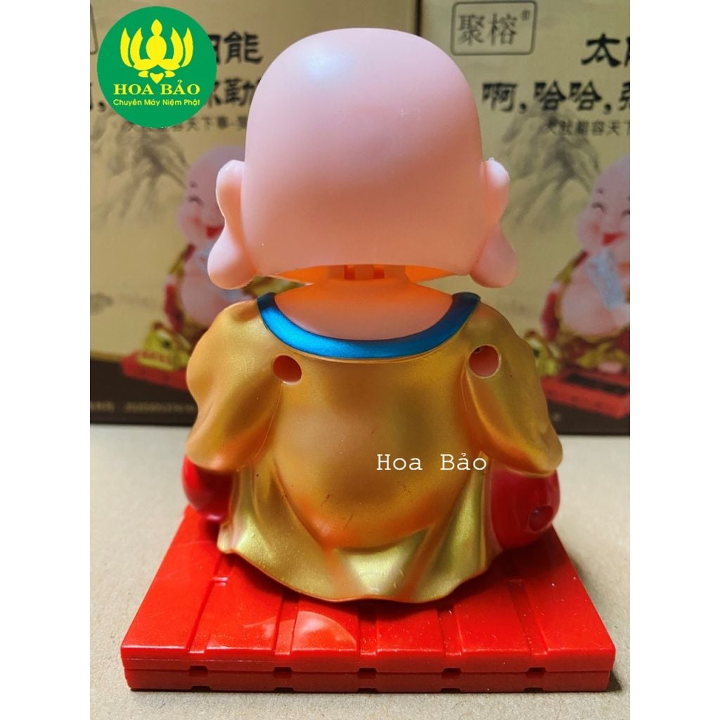  [Bộ Tượng Mỉm Cười] Tượng Phật Di Lặc cầm quạt - Chạy bằng năng lượng 