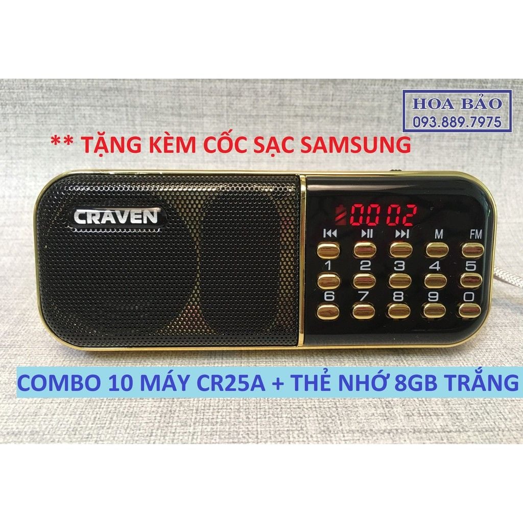  COMBO 10 MÁY NGHE PHÁP CRAVEN 25 + THẺ NHỚ 8GB TRẮNG 