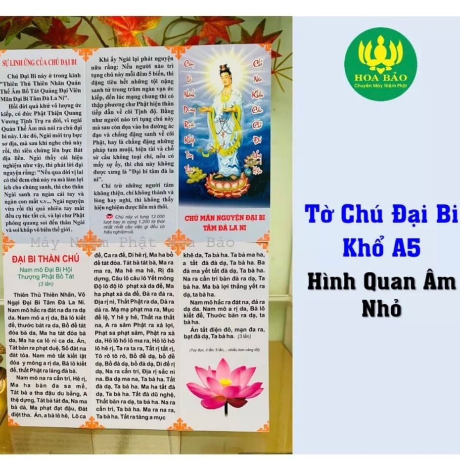  ✨ Combo 10 Tờ Chú Đại Bi - Khổ Nhỏ A5 ✨ Giấy Dày Dặn, Chống Thấm 