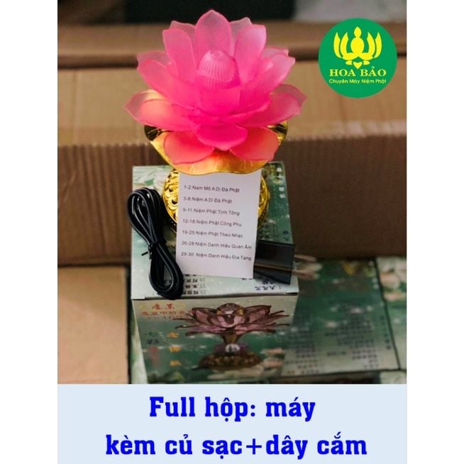 Đèn Thờ Hoa Sen có Loa Niệm Phật 58 bài - dùng điện trực tiếp 