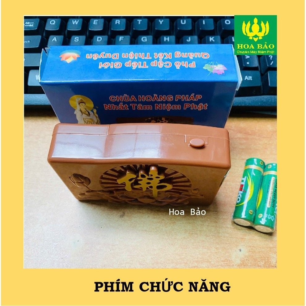  Đài niệm Phật 10 bài Nâu - Để Bàn Thờ - TẶNG KÈM PIN 