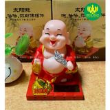  [Bộ Tượng Mỉm Cười] Tượng Phật Di Lặc cầm quạt - Chạy bằng năng lượng 